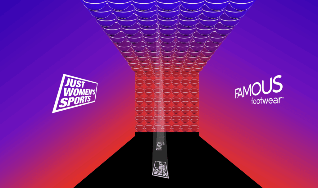 Graphic image of the JWS x Famous Footwear WNBA All-Star Weekend tunnel walk.