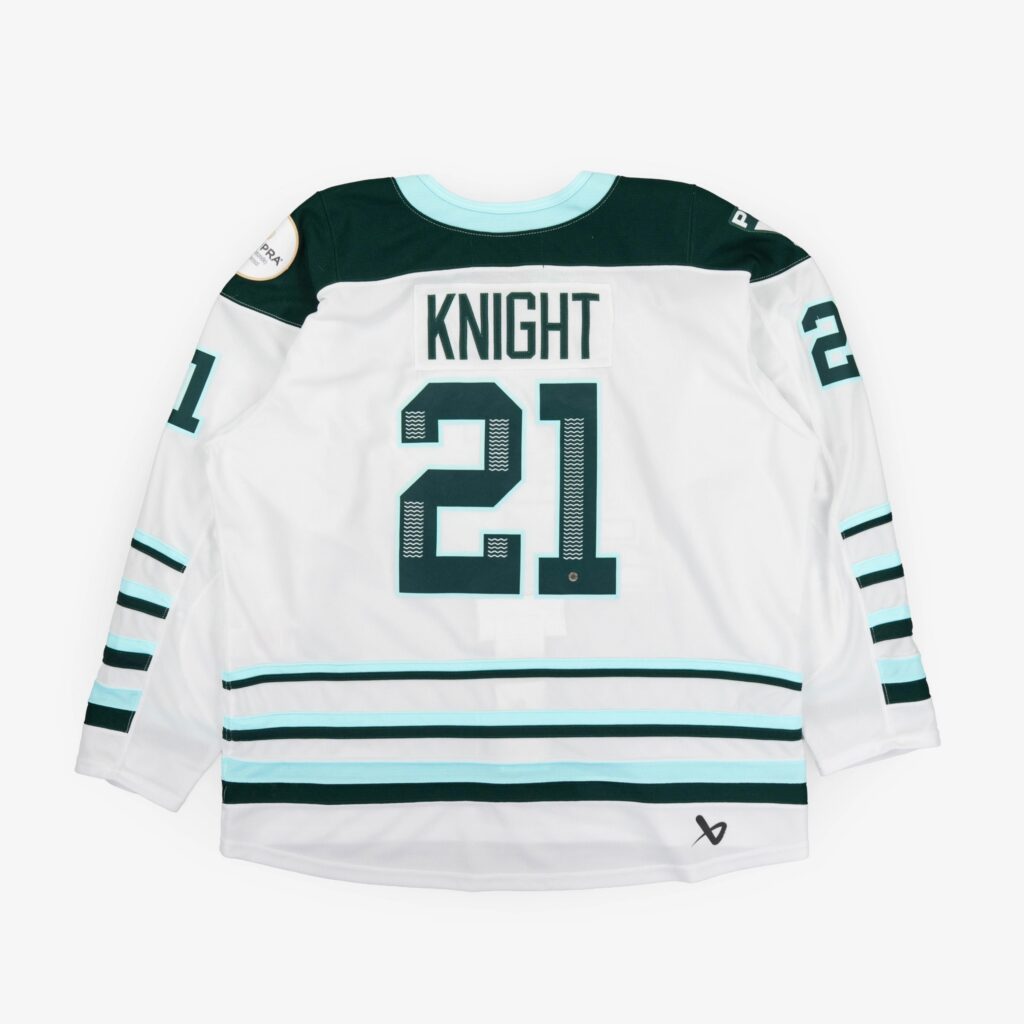 A game-worn 2025 PWHL Playoffs jersey from Team USA captain Hilary Knight.