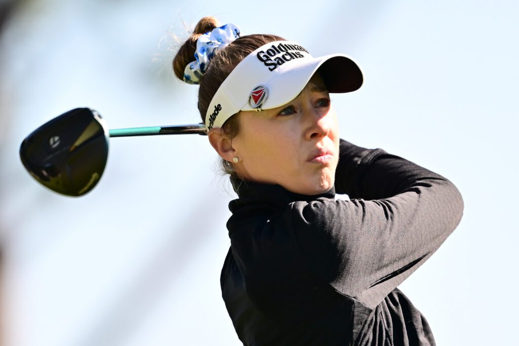 US golf star Nelly Korda watches her shot during the 2026 HGV Tournament of Champions.