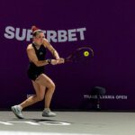 Oksana Oliynykova of Ukrain in action against Xinyu Wang of China during the WTA 250 Transylvania Open tournament in BT Arena, on February 05, 2026 in Cluj-Napoca, Romania.